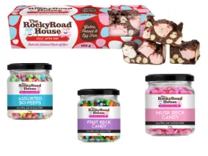 images shows picture of rocky road and rock candy jars for fundraising