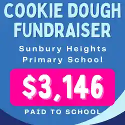 image showing profits made by school for a frozen cookie dough fundraiser